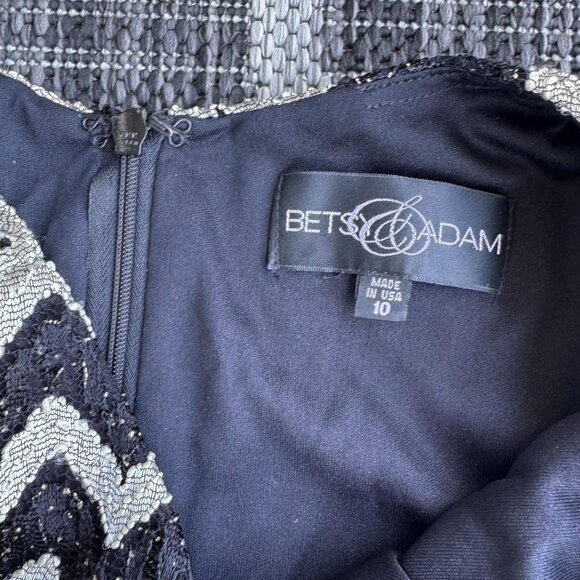 Betsy Adam Cocktail Dress Womens 10 Chevron Sequin Drop Waist Fit Flare‎ Whimsy - Picture 5 of 8